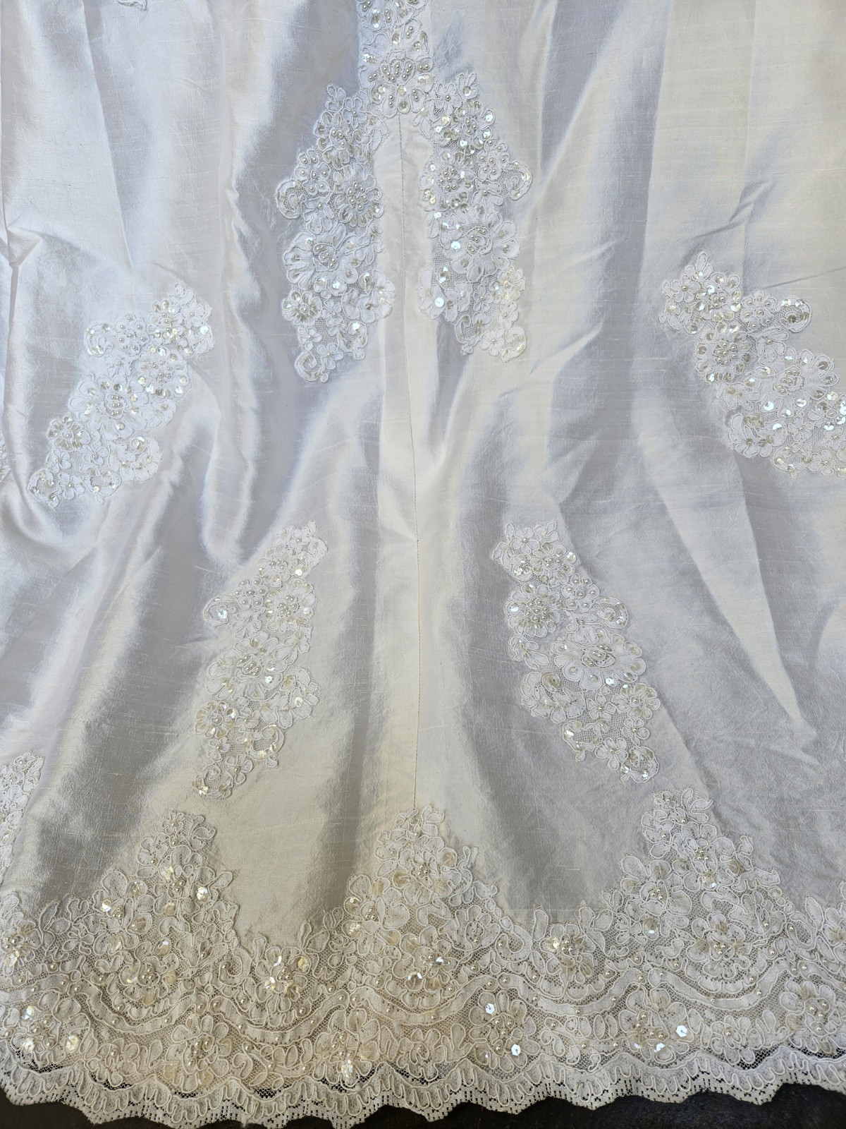 Vintage 90s Wedding Dress Princess Ballgown Basque Waist Silk Dupioni Size 10