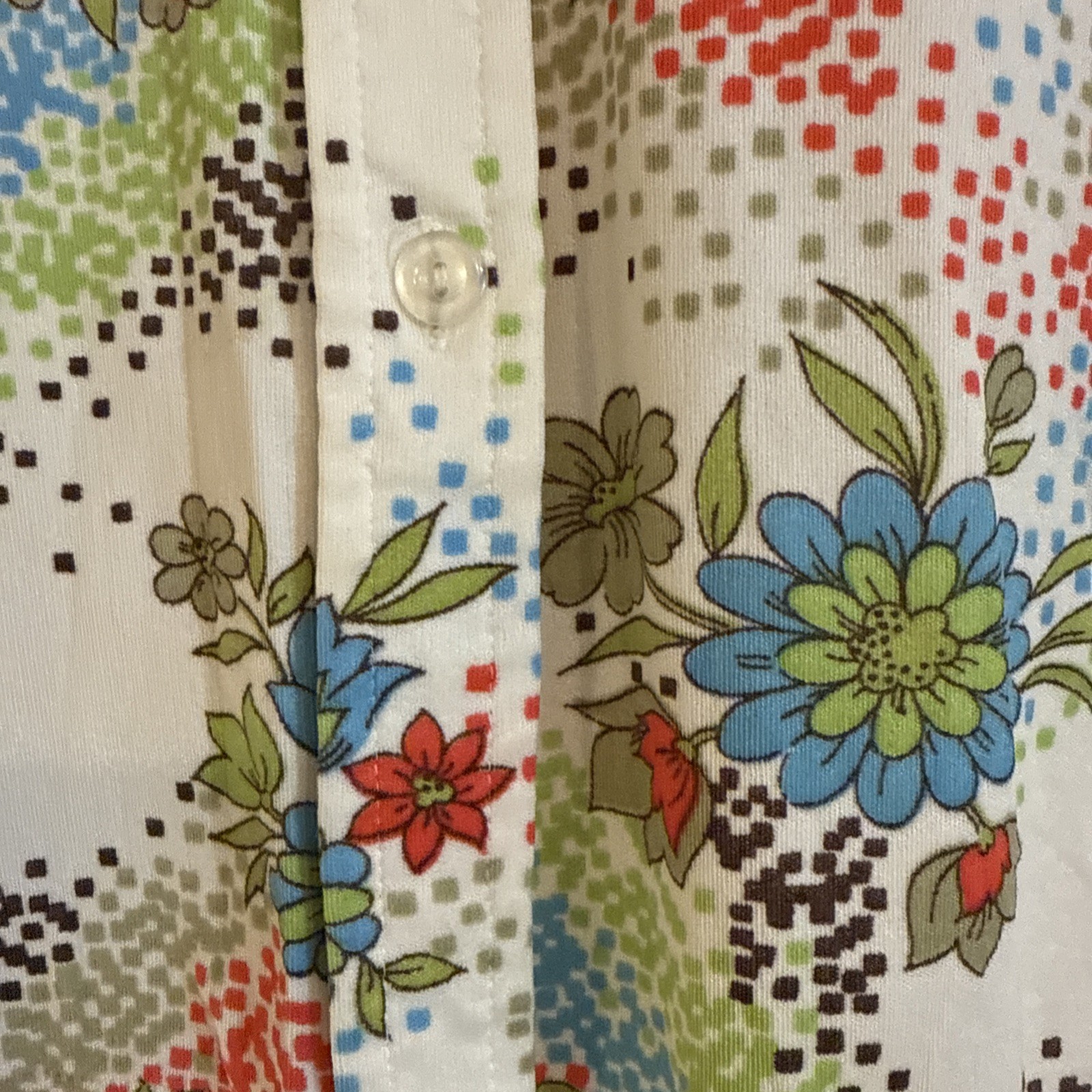 Robert Firenze Butterfly Collar Blouse Small – Floral Geometric Print Nylon NWOT