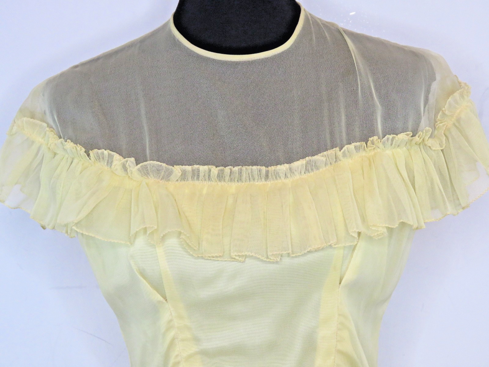 VINTAGE 1950’s FRED PERLBERG Dance Originals Yellow Dress S M Formal Gown EUC