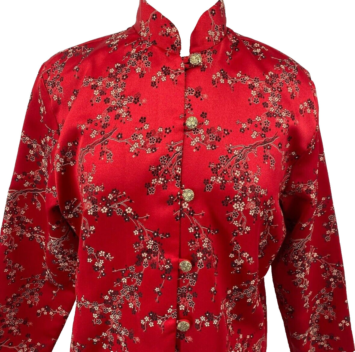 Vtg 80s Saks Ruth Norman NY Womens Jacket Size Med Asian Cheongsam Style Red USA