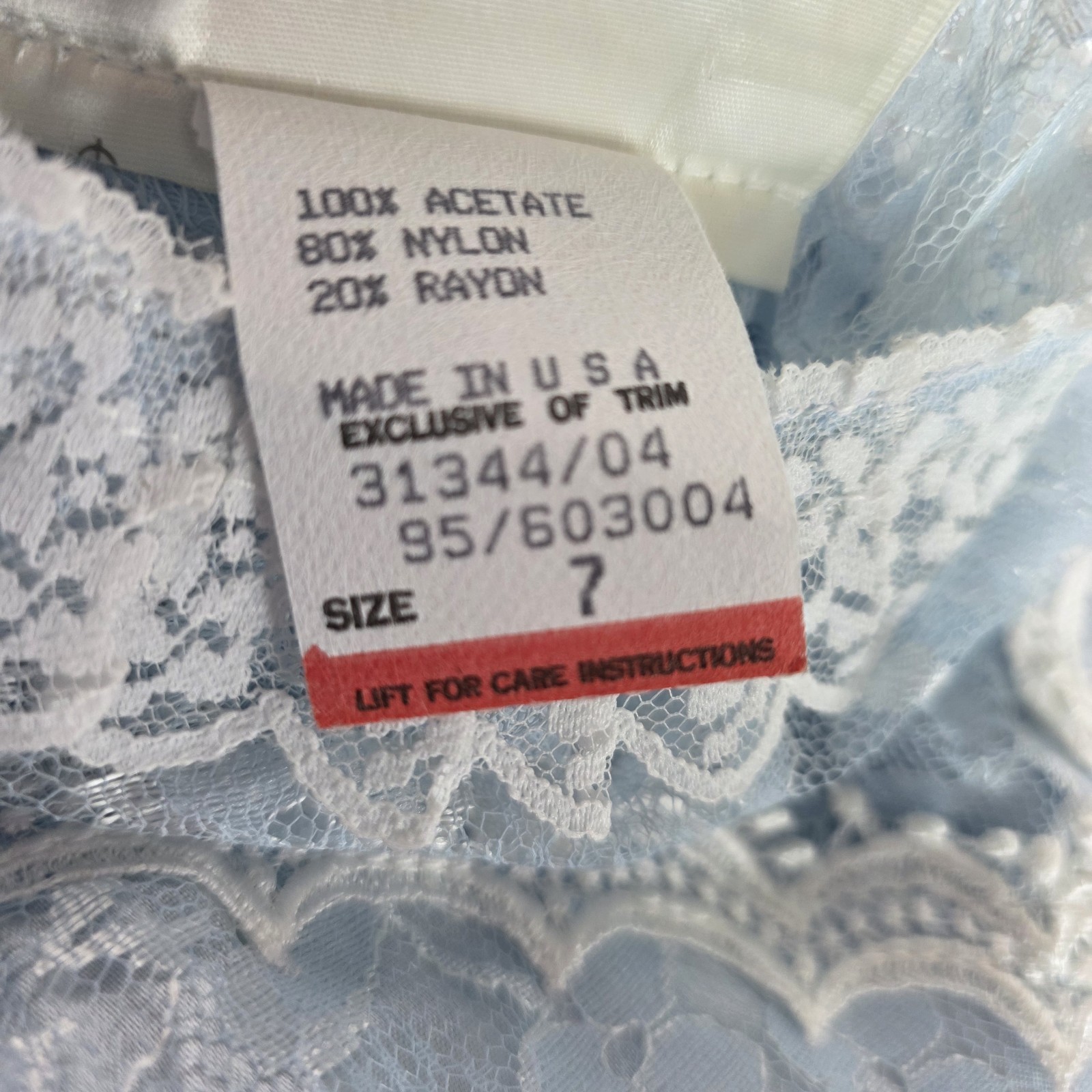 Vintage 80s Gunne Sax Prom Dress SZ 7 Icy Blue Lace Satin Victorian Tulle Skirt