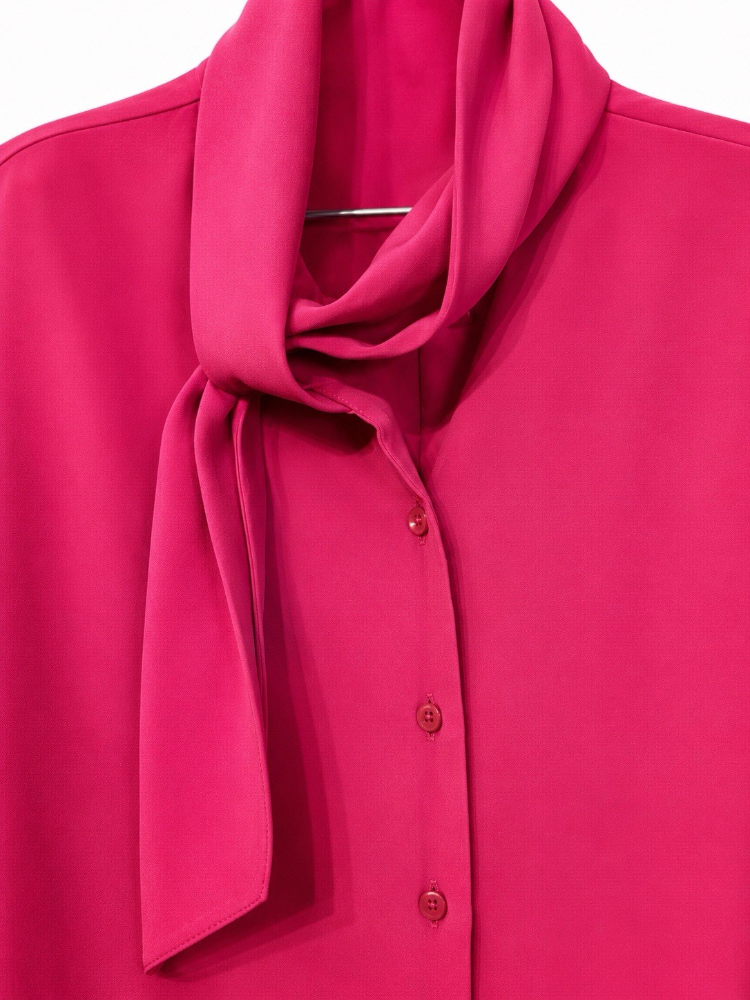 Vintage Pendleton Womens 12 Pink Bow Tie Neck Blouse Secretary Career Long Sleev
