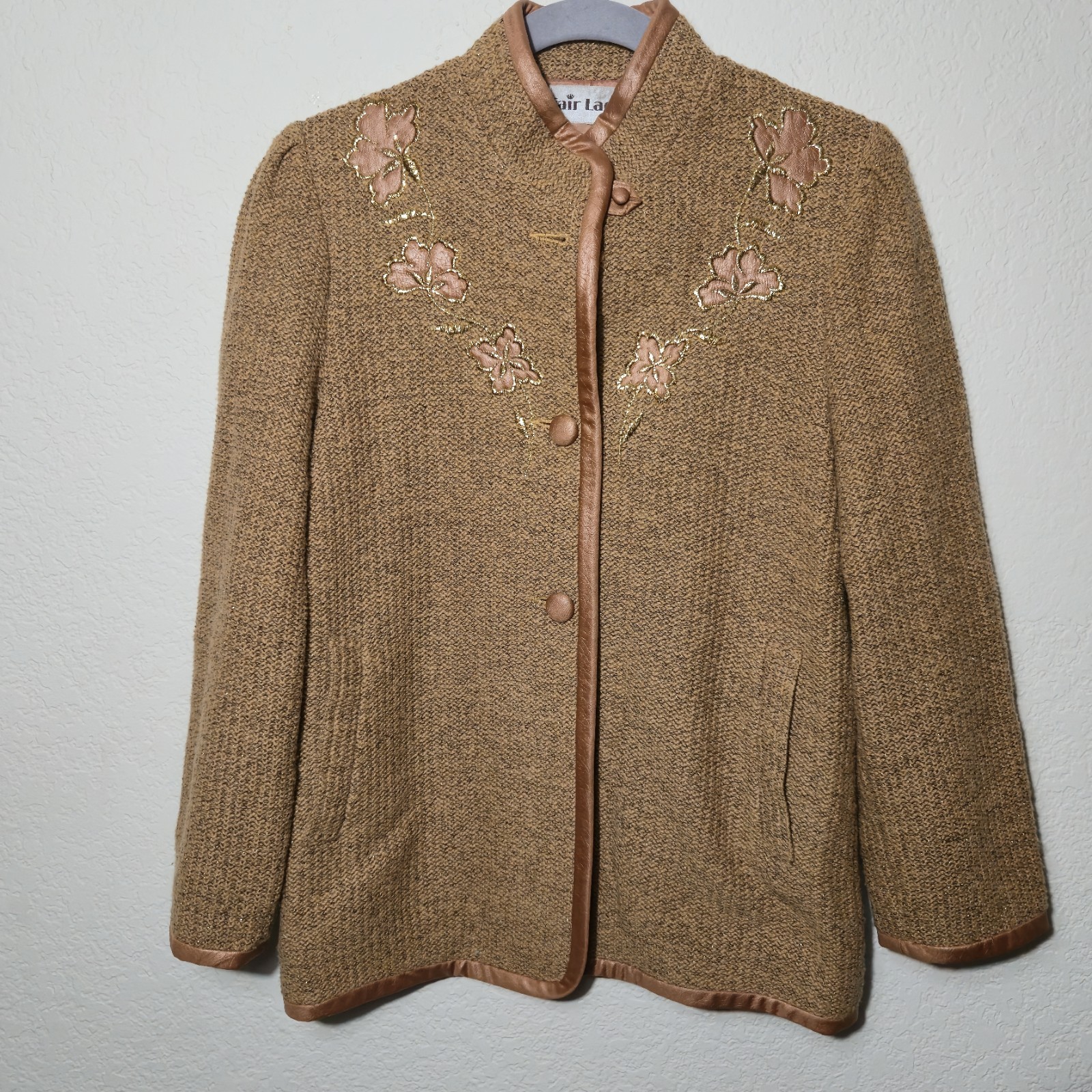 Vintage 1960s Fair Lady Striped Wool Coat XS Mod Boho Embroidered Jacket