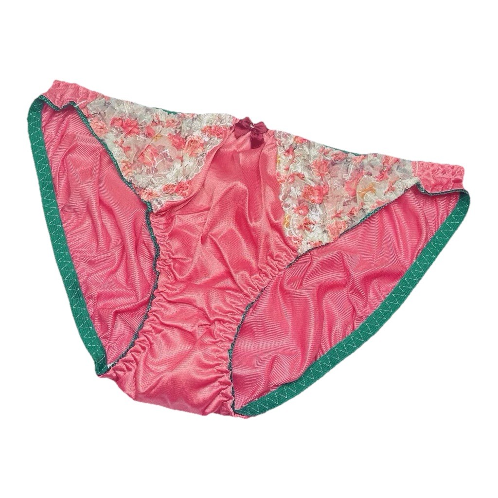 3XL Bikini Slippery Panties Lace Floral Embroidery Nylon Glossy Cotton On Tab