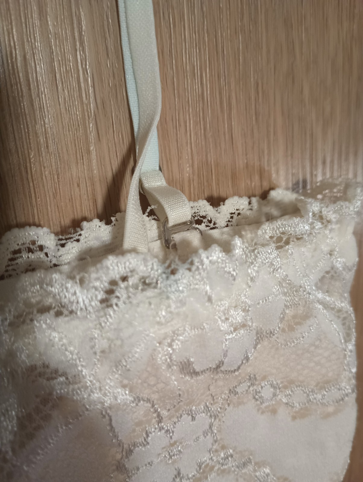 Vtg 80s Stretchy Sheer Chantilly Lace Padded White Cami Top bustier XS