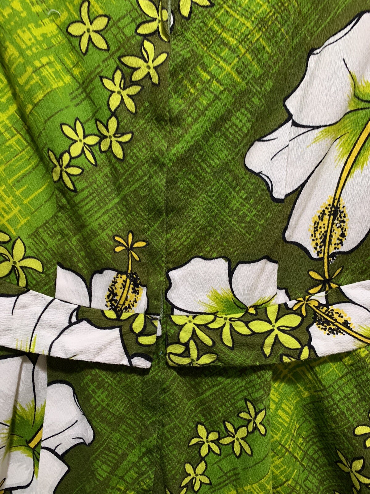 ❤️Vintage HAWAII NEI Hawaiian 70’s HONOLULU Lime Green Hibiscus Floral Dress