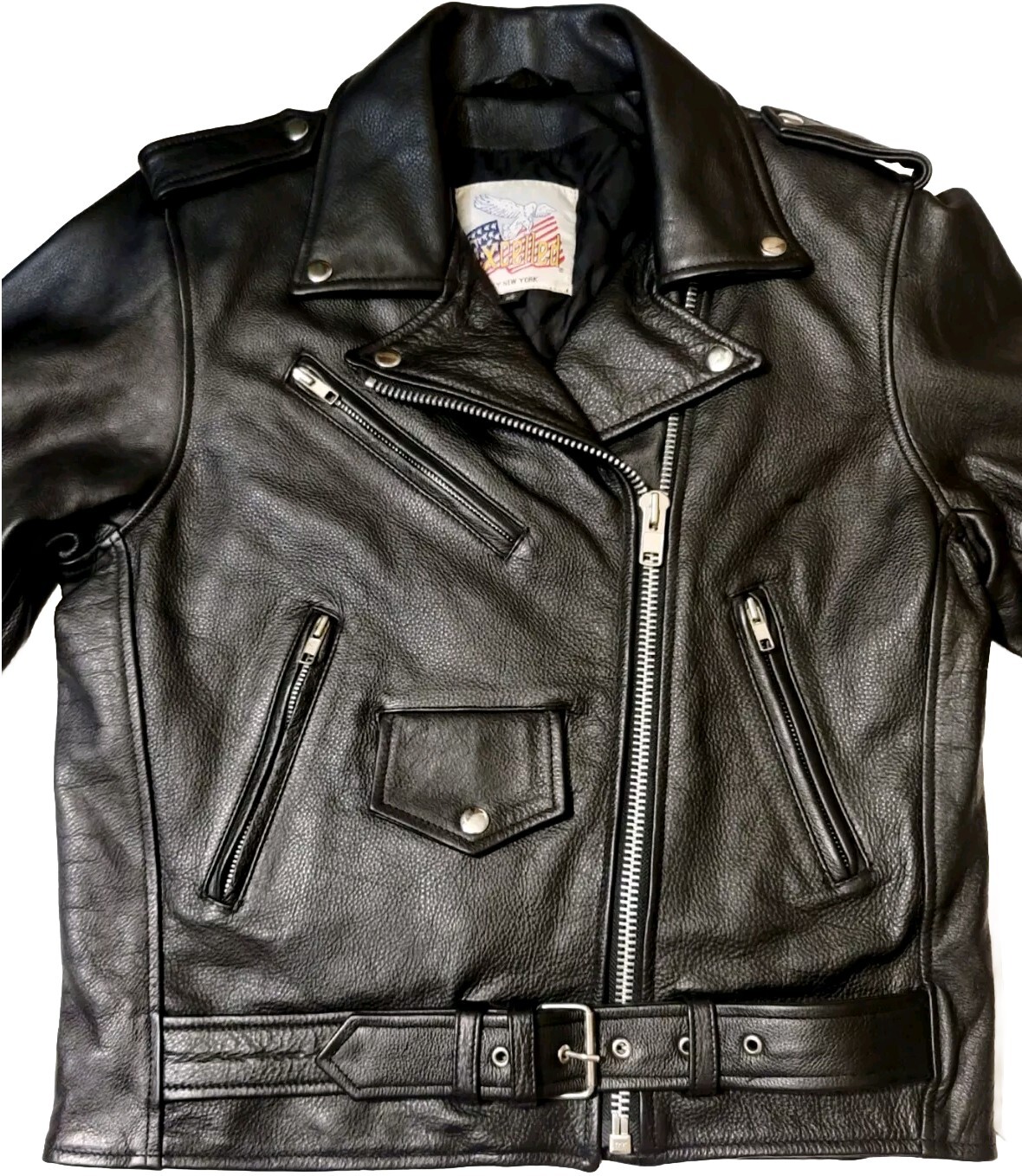 EXCELLED New York Vintage Women’s Sz 6 Leather Biker Moto Jacket 20849 YKK Black