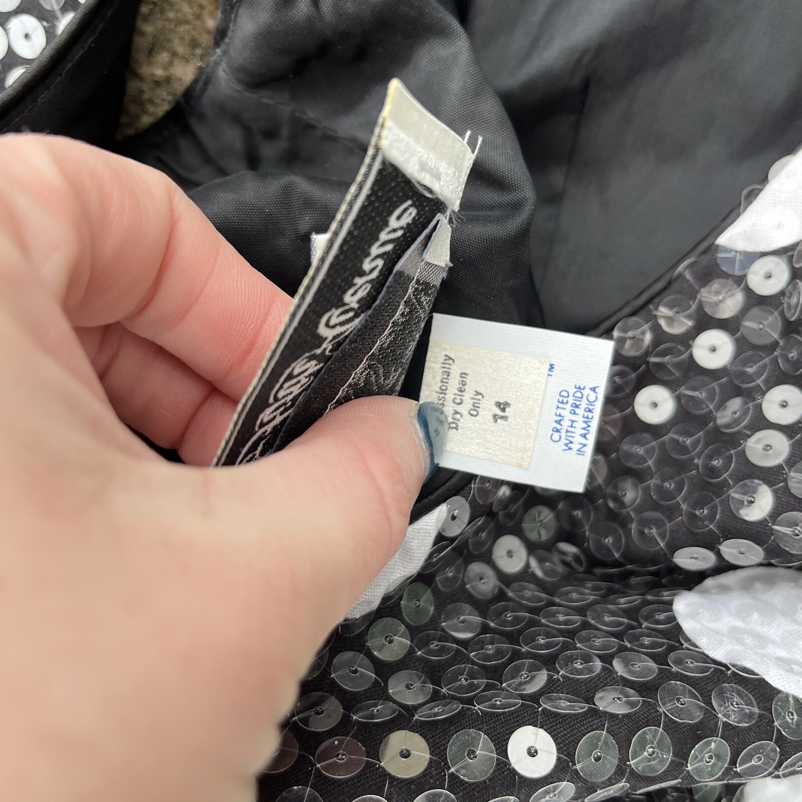 VTG NOS William Pearson Designer Saks Fifth Dress Black White Sequin Plaid Sz 14