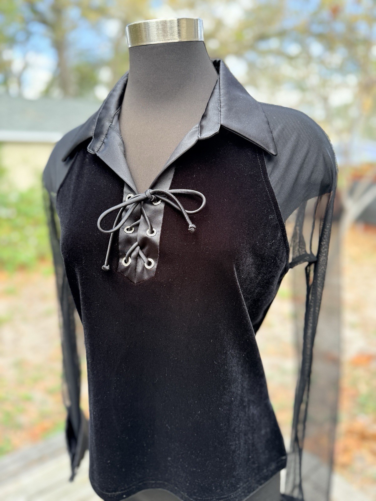 Vintage 90s Niki By Niki Livas Velvet Mesh Blouse Top