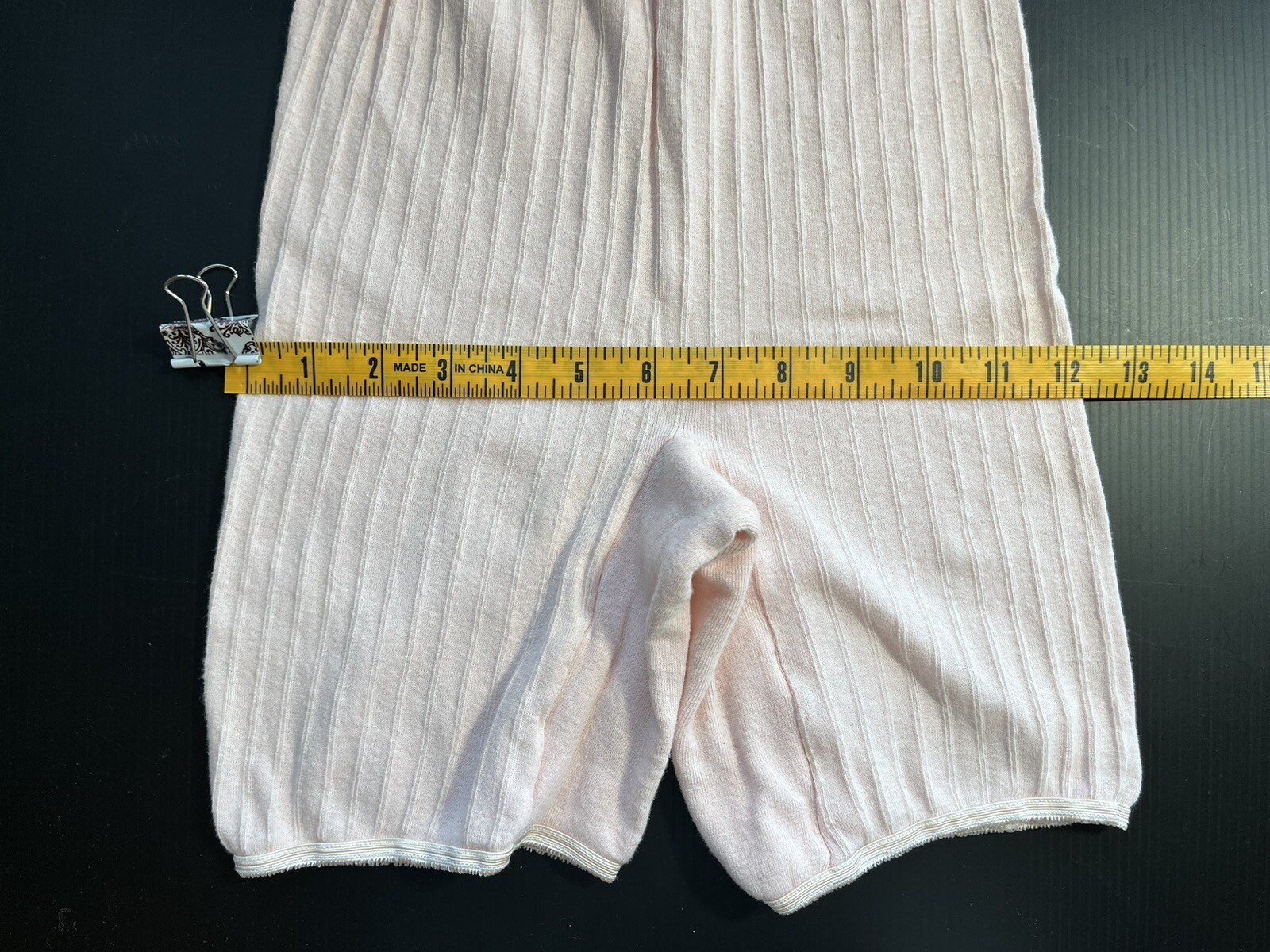 VTG 60-70s STRETCHY RIB KNIT HIGH WAISTED LONG LEG KNICKERS BLOOMERS PINK (2)