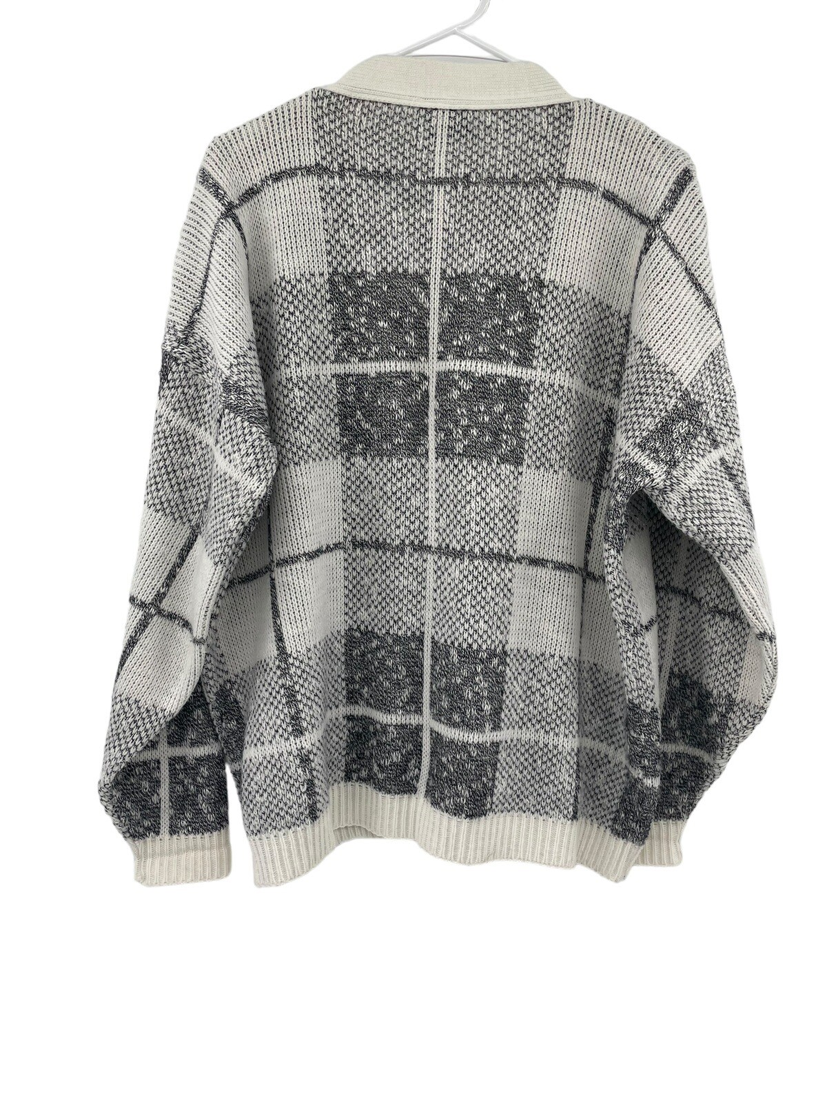 Vintage 80s Adele Knitwear Cardigan Size Large Grannycore Plaid Sweater USA