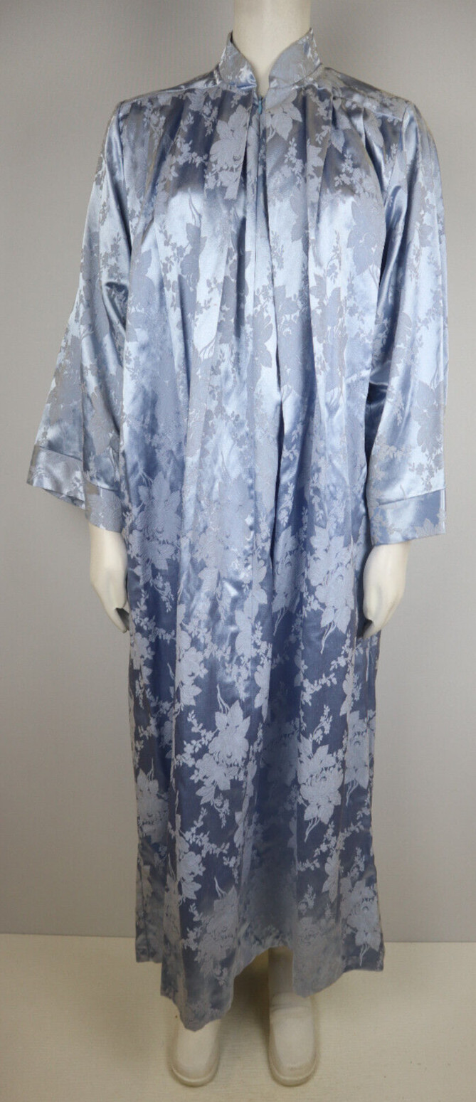 ARIEL PETER KEYLOUN – VINTAGE GRAY BLUE BROCADE FULL LENGTH CAFTAN NIGHTGOWN S