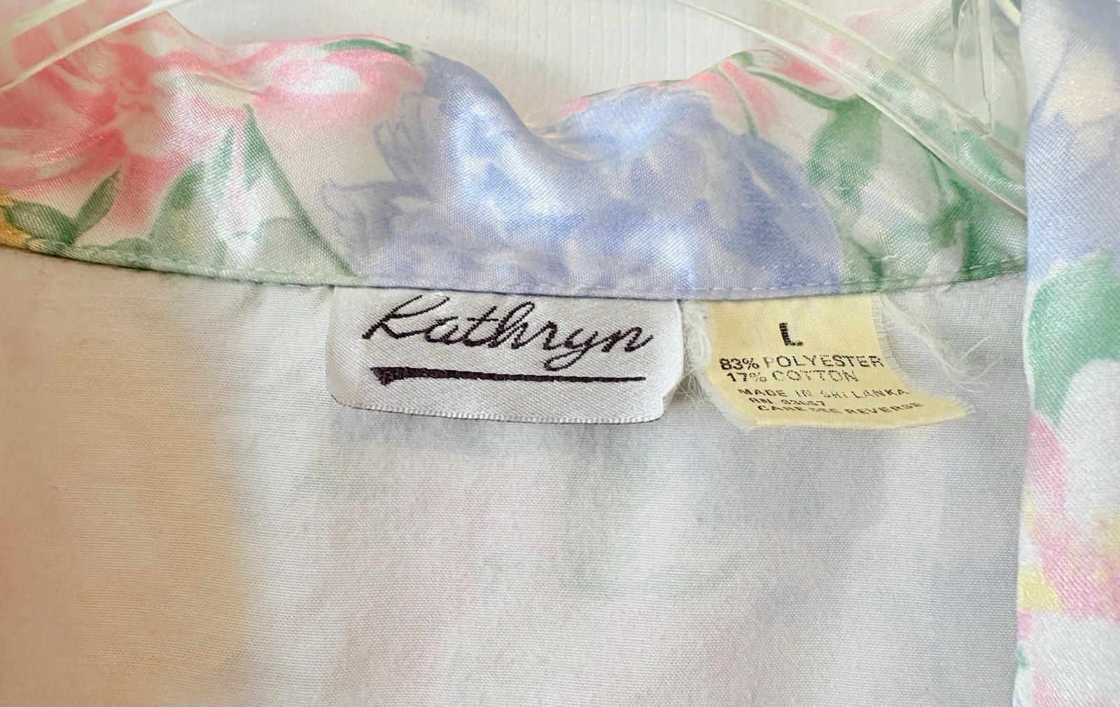 Vintage Kathryn Satin Pastel Floral Flannel Night Shirt Nightgown Gown~Large