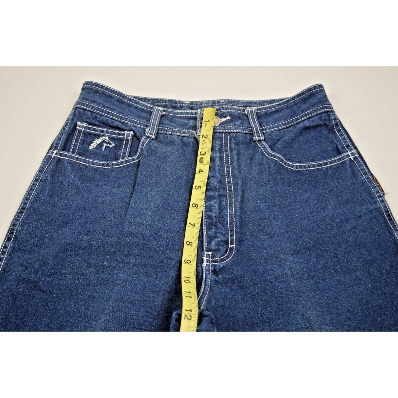 Vintage Jordache Jeans Size 28X28 80s Blue White Stitch High Rise Straight Leg