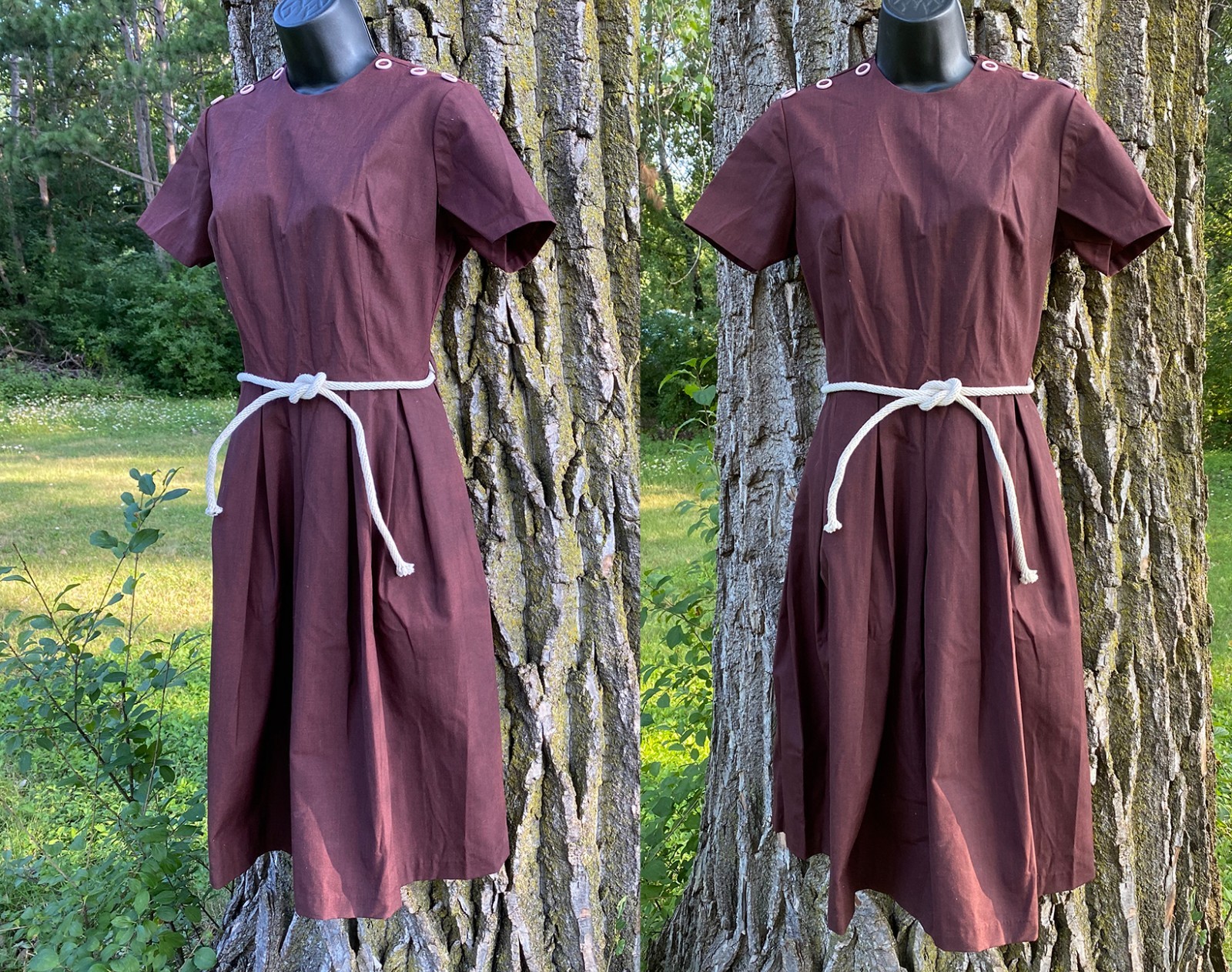 Vintage 50s Secretary Geek School College Day Dress Chocolate S M