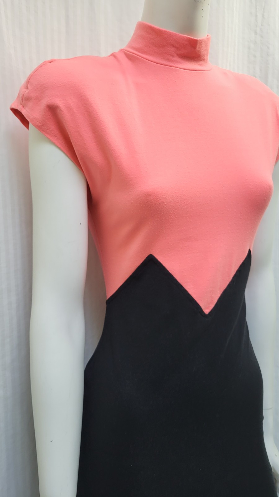 Vintage 1980’s ALL THAT JAZZ Pink & Black Body Con Knit Dress – Size S