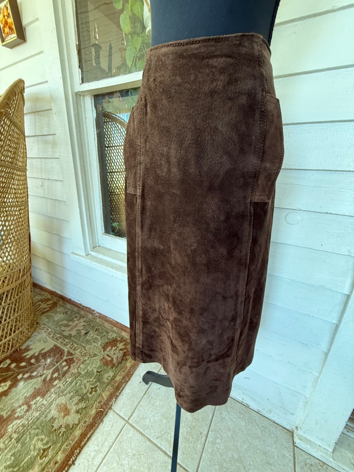Vintage 70’s Anne Fogarty Brown Suede Skirt Marked Size 14