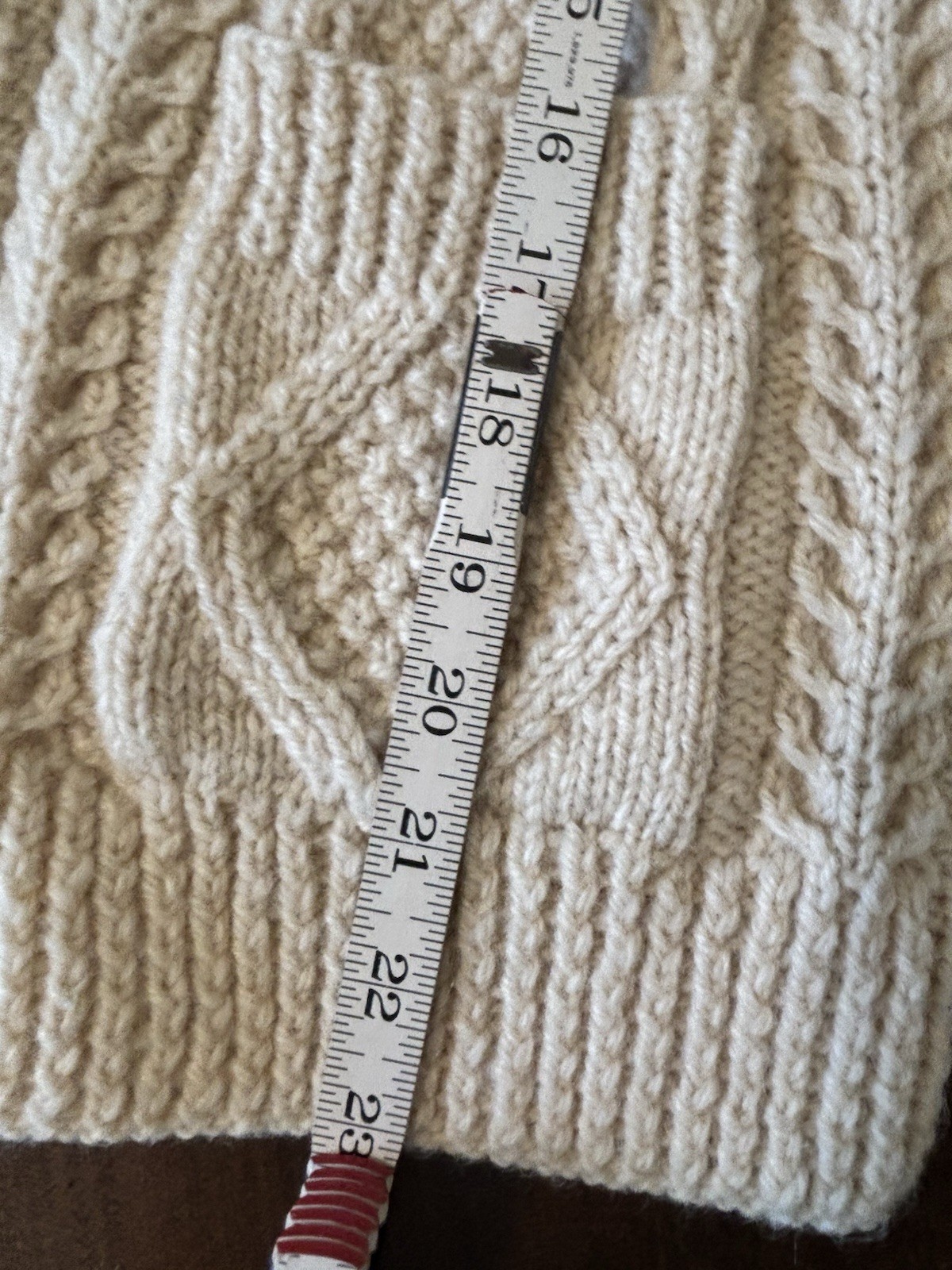 VTG 1970s Sweater Ivory Cream Cable Knit Cardigan Button XS B32″