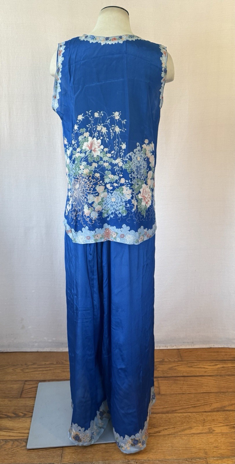 Vintage Antique 1920s 1930s Japanese Pongee Silk Loungewear Beach Pajamas 40 L
