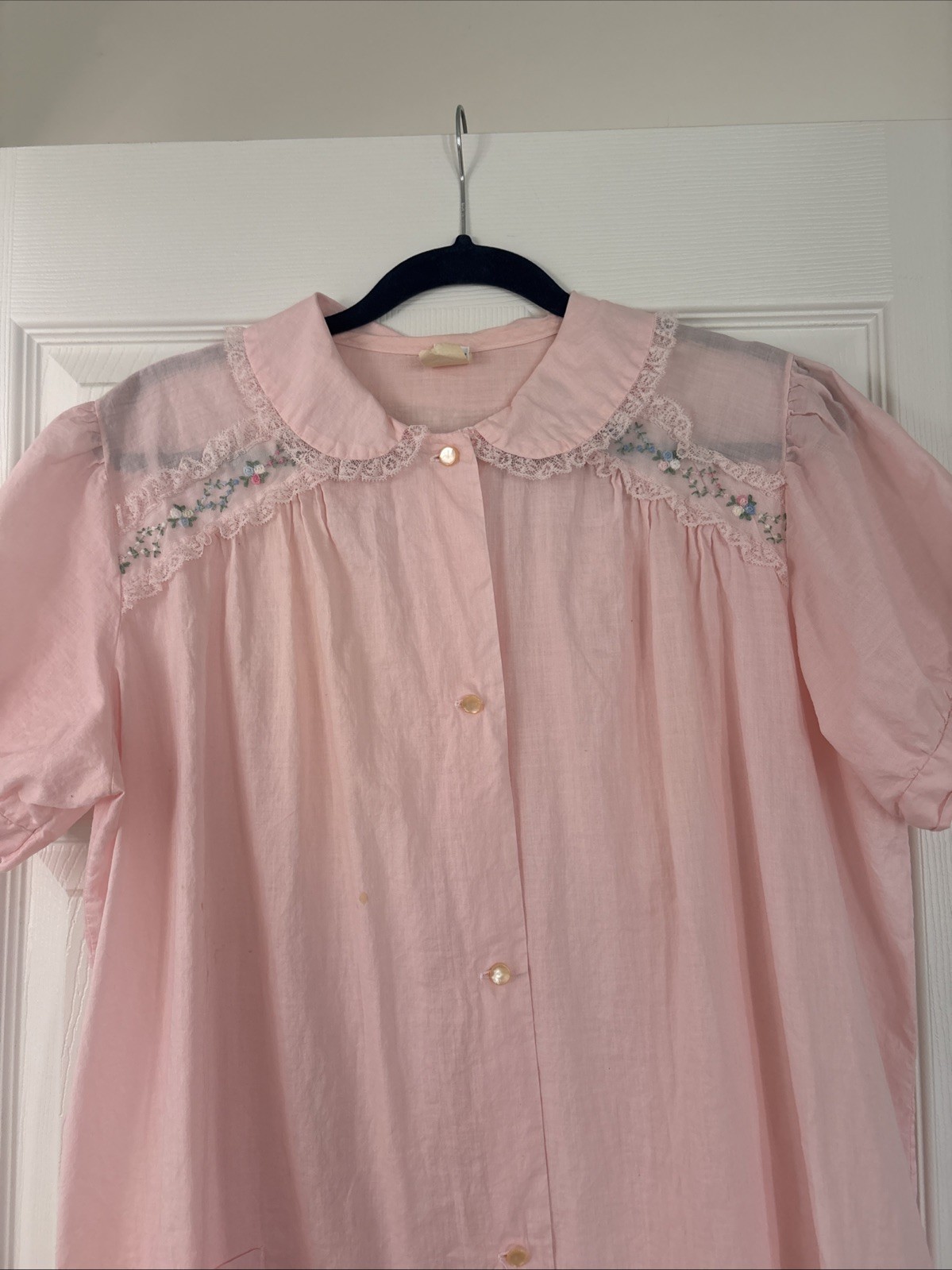 Vintage 100% Cotton Light Pink Charmode House Dress Sz L