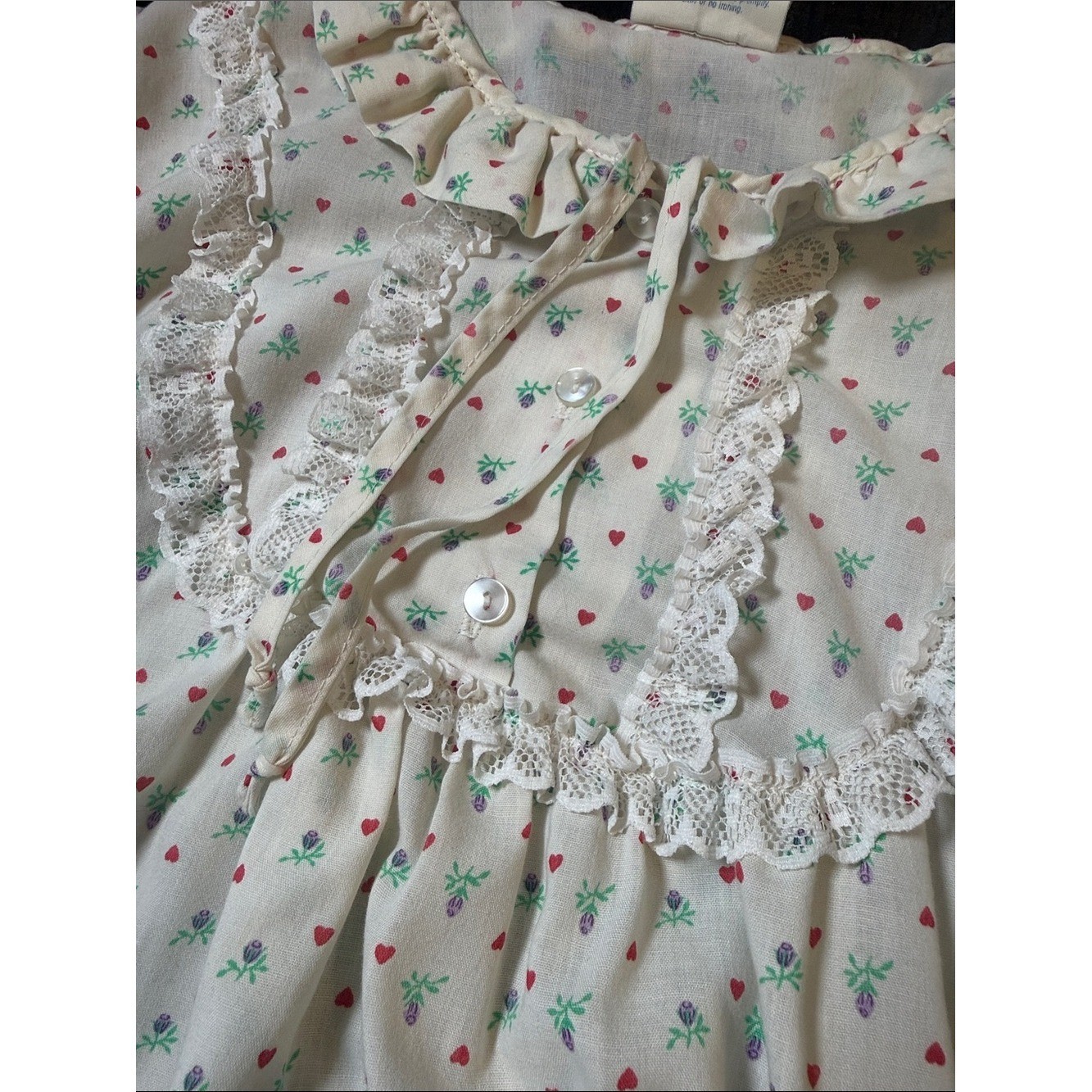 Vintage An Ideal Lady Heart Floral Lace Cottagecore Nightgown XL 1X