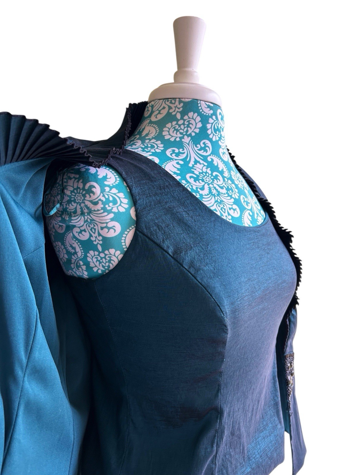 Carol Lin JR Nites Teal Jacket Top Camisole SET Evening Glam Holiday Christmas