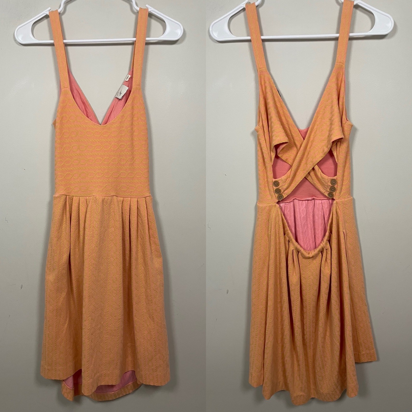 Anthropologie Postmark Open Back Sleeveless Dress in Orange and Pink Size Medium