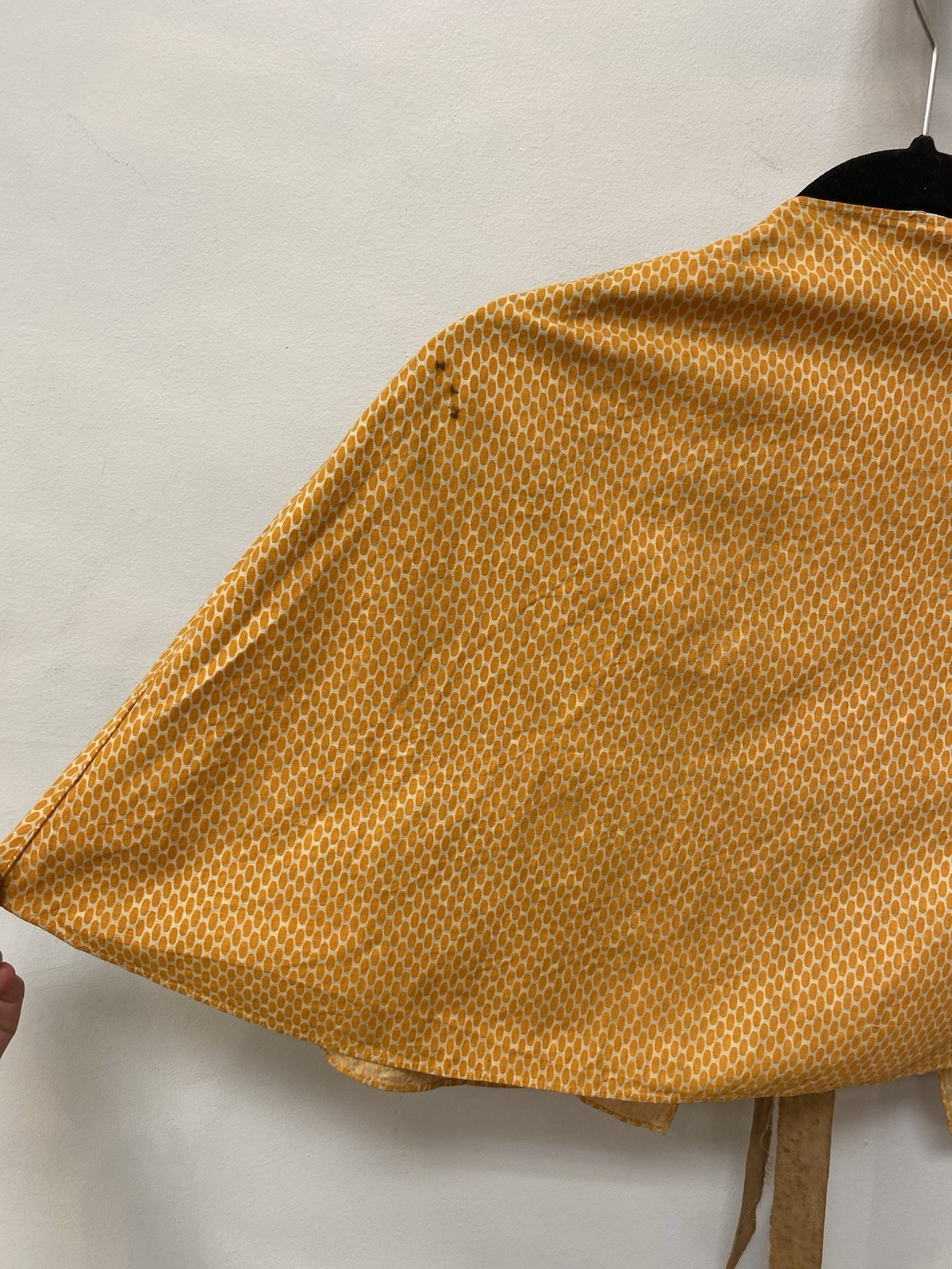 Victorian 1890s Antique Cape Orange Polka Dots over Beige Tan Brown Tied AS IS