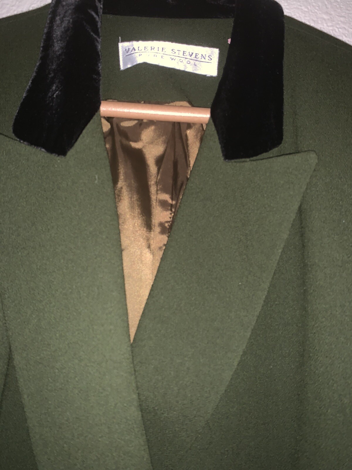 Valerie Stevens Vintage Double Breasted Olive Green /Black. Wool Blazer S.14