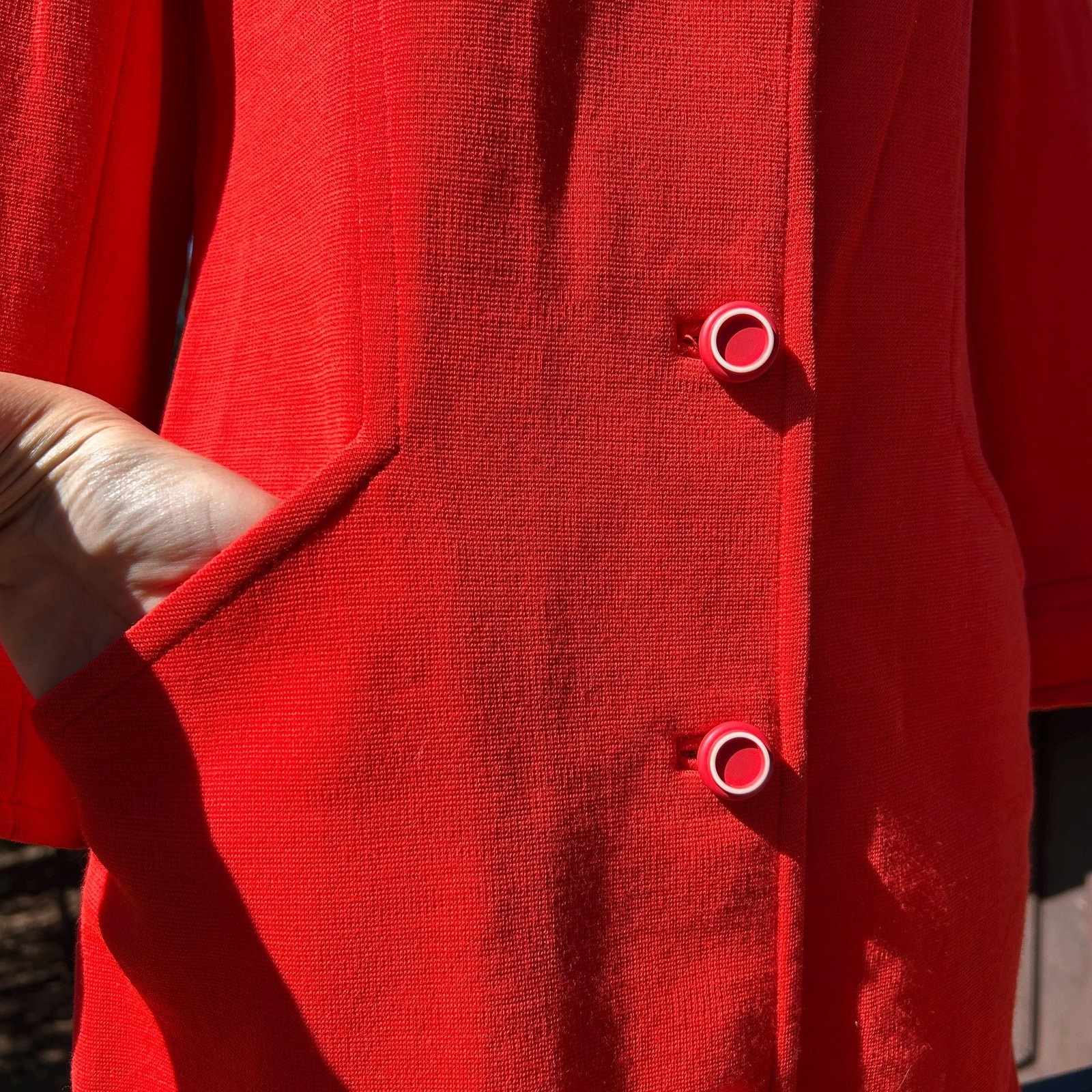 Vintage 60s Orange Wool Knit Pleated Belted Back Mod Midi Coat Dress + Pockets