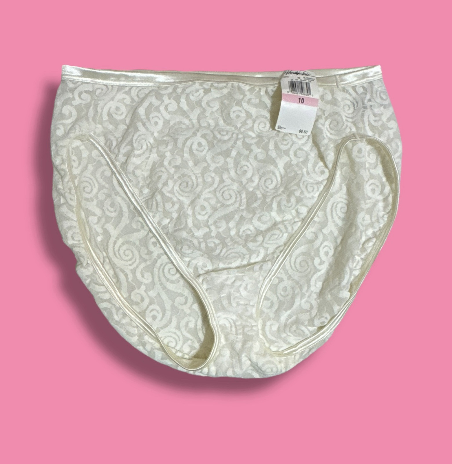 VTG VANITY FAIR PANTIES nylon stretch lace brief size 10 Glacier White NWT
