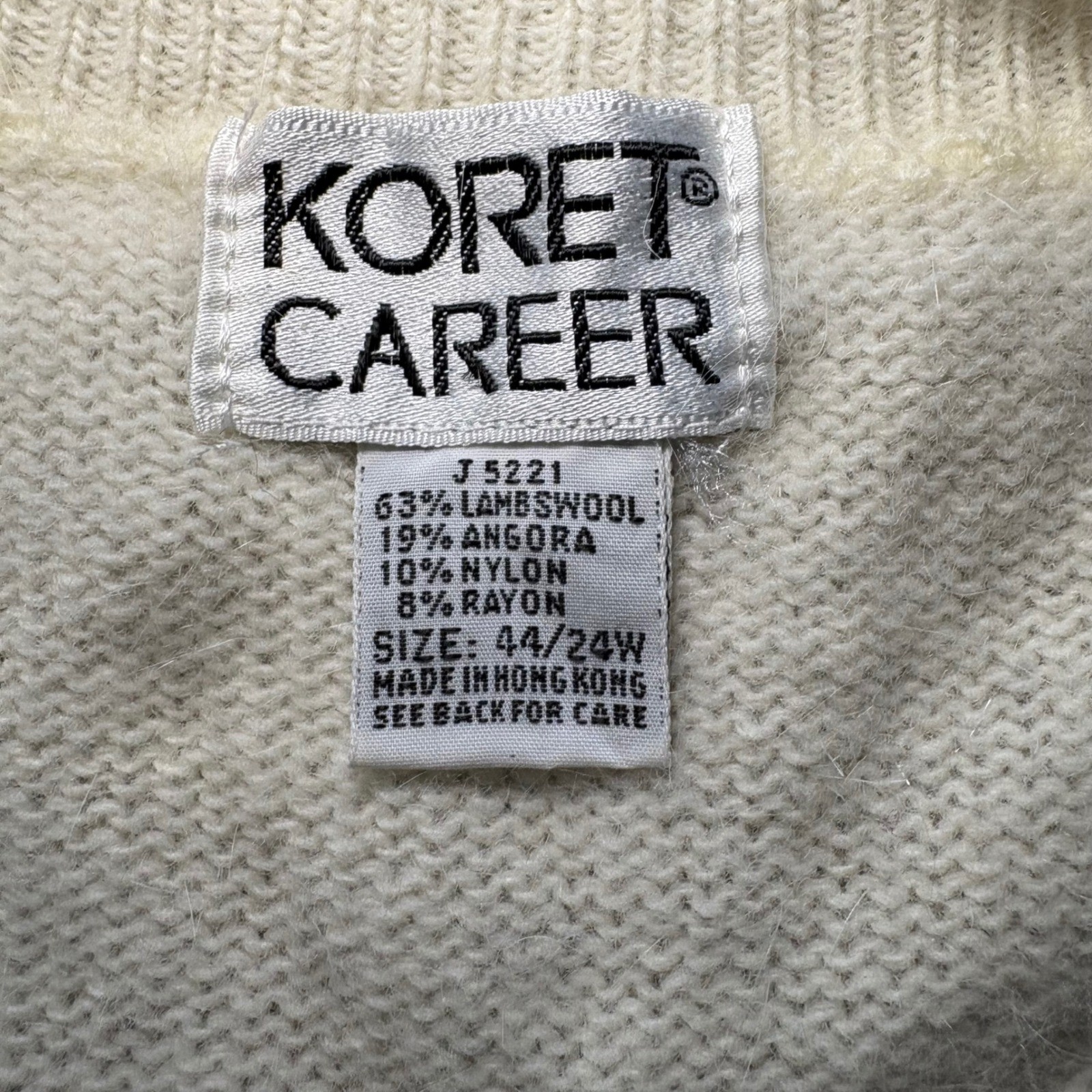 VTG 80s Koret Angora Lambswool V-Neck Sweater Vest Plus Size 24W Retro 3X Ivory