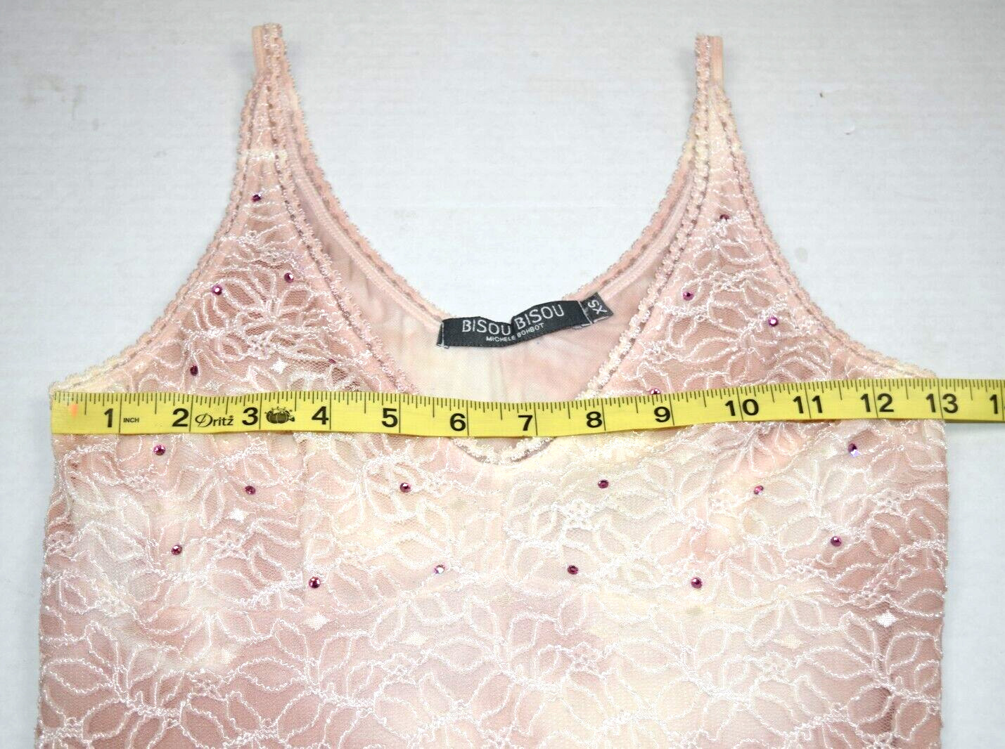 Vintage Dress Bisou Bisou Size S 90s Pink Clouds Tie Dye Sequins Layered Lace