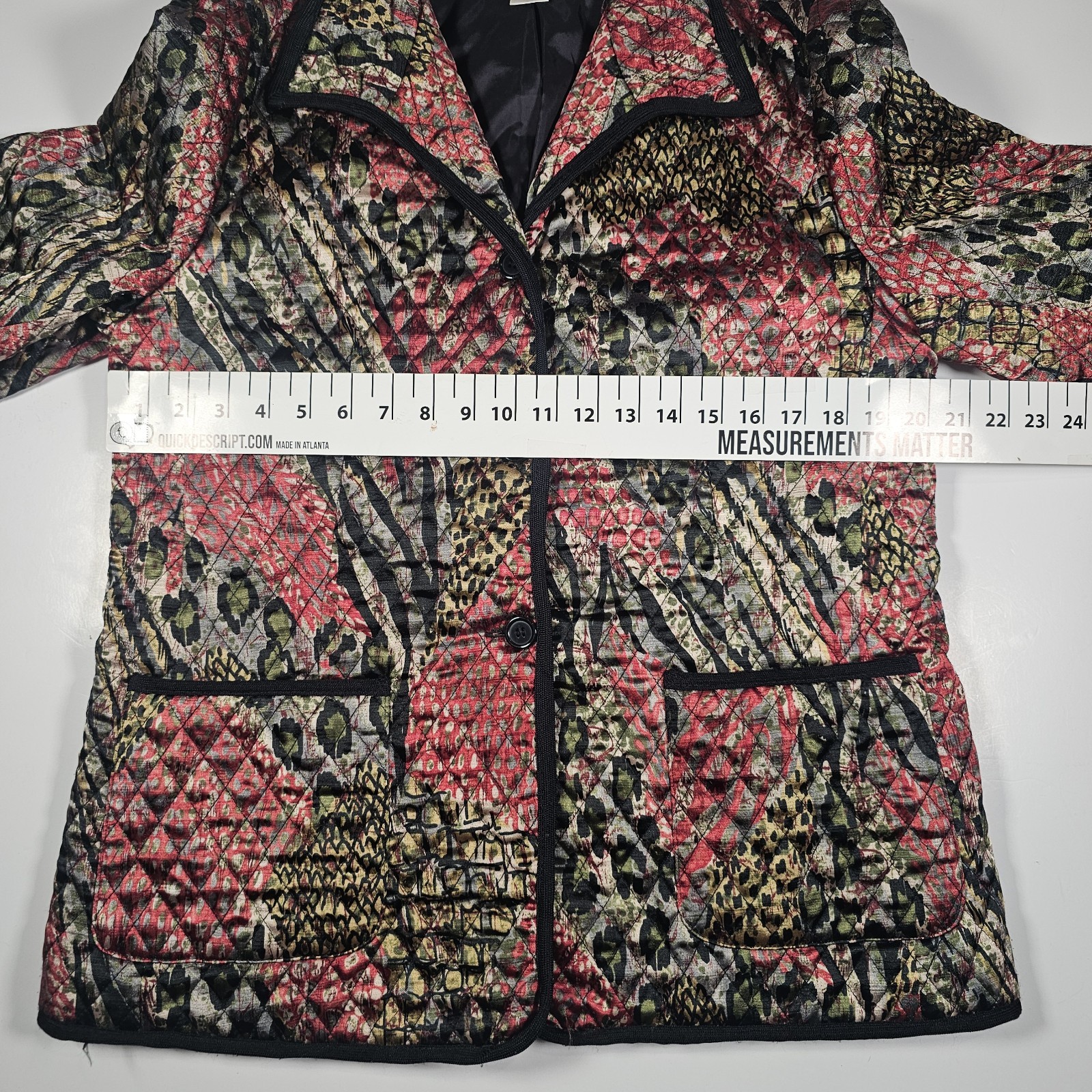 Vintage 90s Rafael Quilted Patchwork Animal Print Jacket Women’s Medium Rare