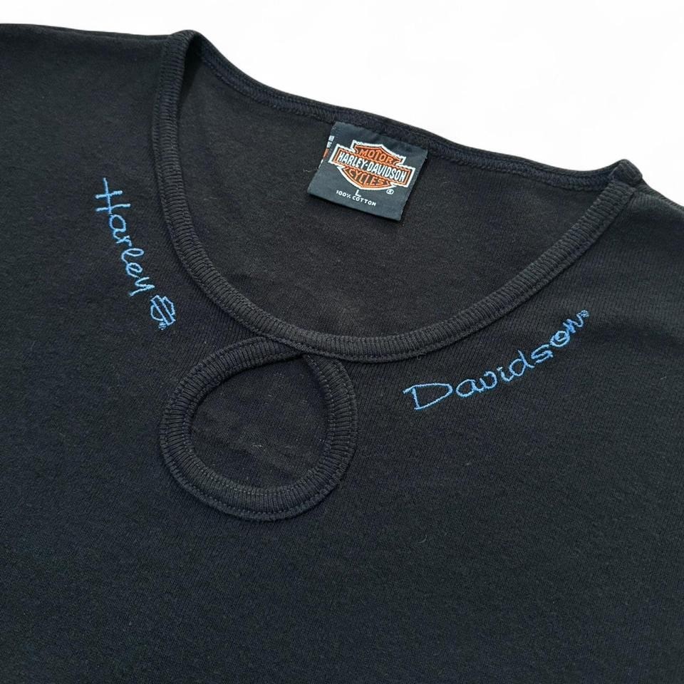 Vintage 90s Harley Davidson Daytona Florida Embroidered Cold Shoulder Top