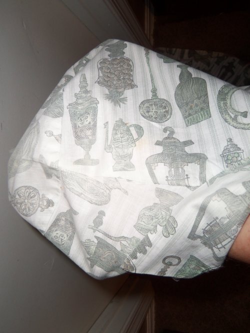 Vtg 50s VIRGINIA HART Cotton Fabric KITCHEN THEME Belt Dress DEADSTOCK M L NOS