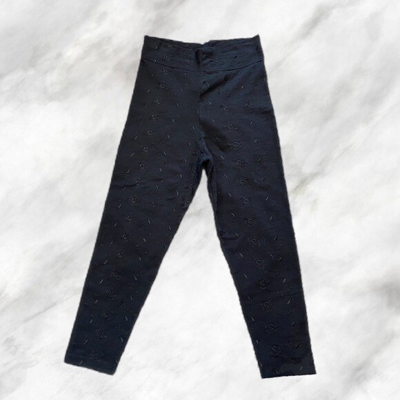 Rare Henri Bendel High-waisted Cotton Stretch Eyelet Pattern Cropped Leggings