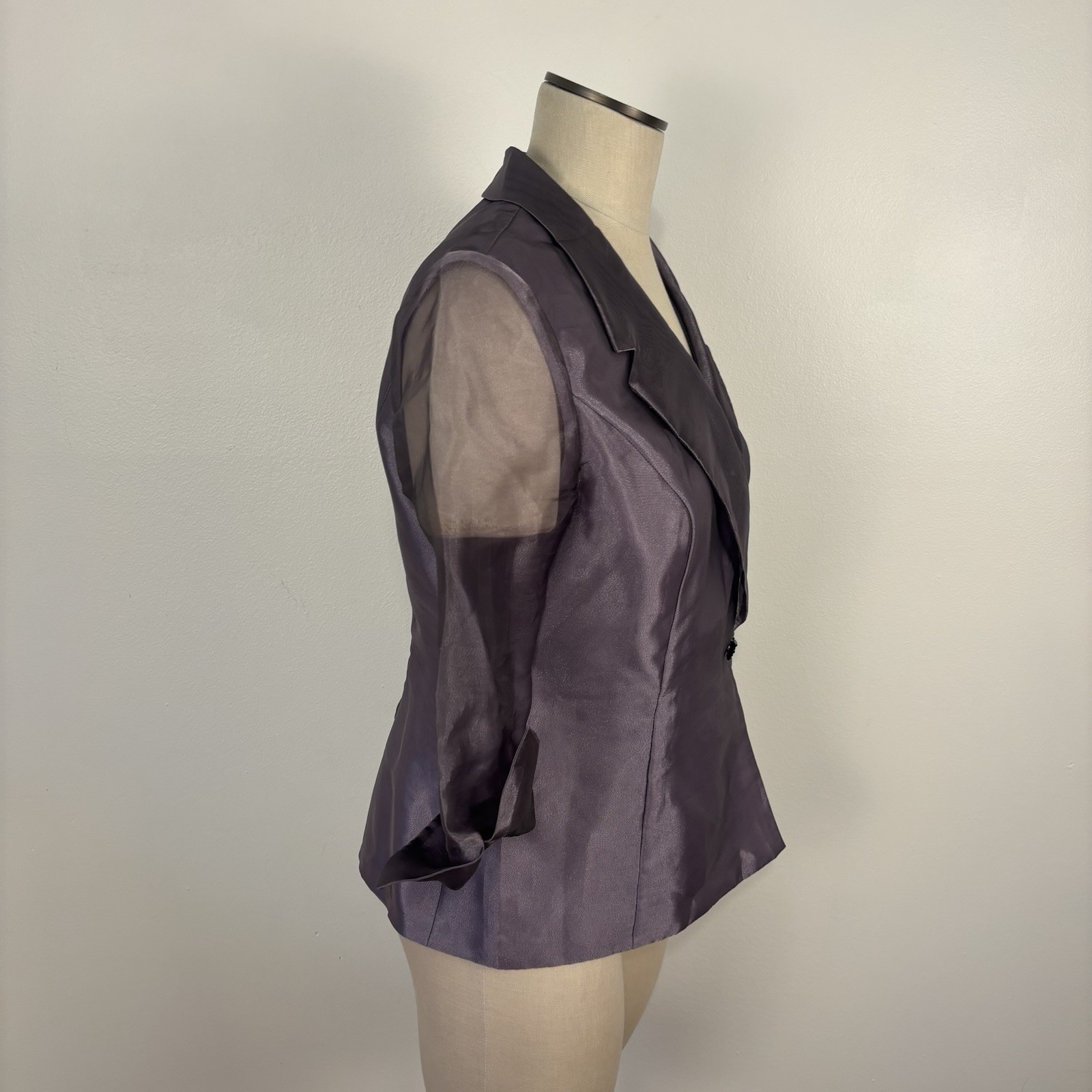 VTG Alex Evenings Purple Rose Metallic Iridescent Cocktail Evening Jacket Sz M