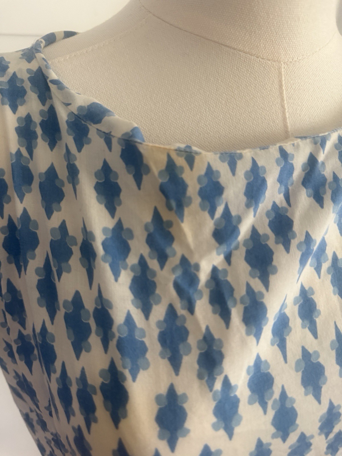 Vintage Handmade Cotton Day Dress | Blue & White Print | 1950s/1960s