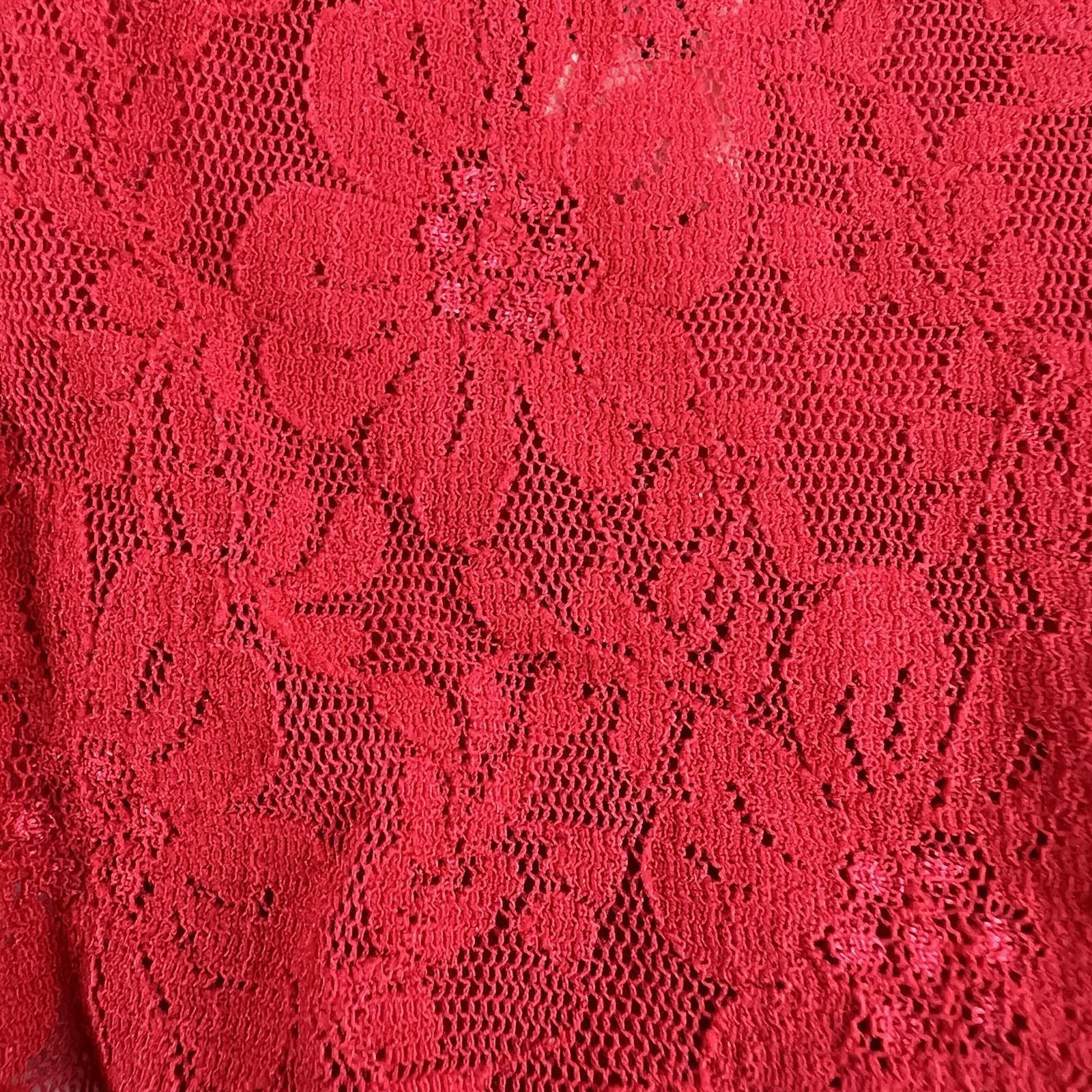 Vintage Soma Panties Size Medium Sheer Nylon Lace High Cut Cheeky Bikini Red