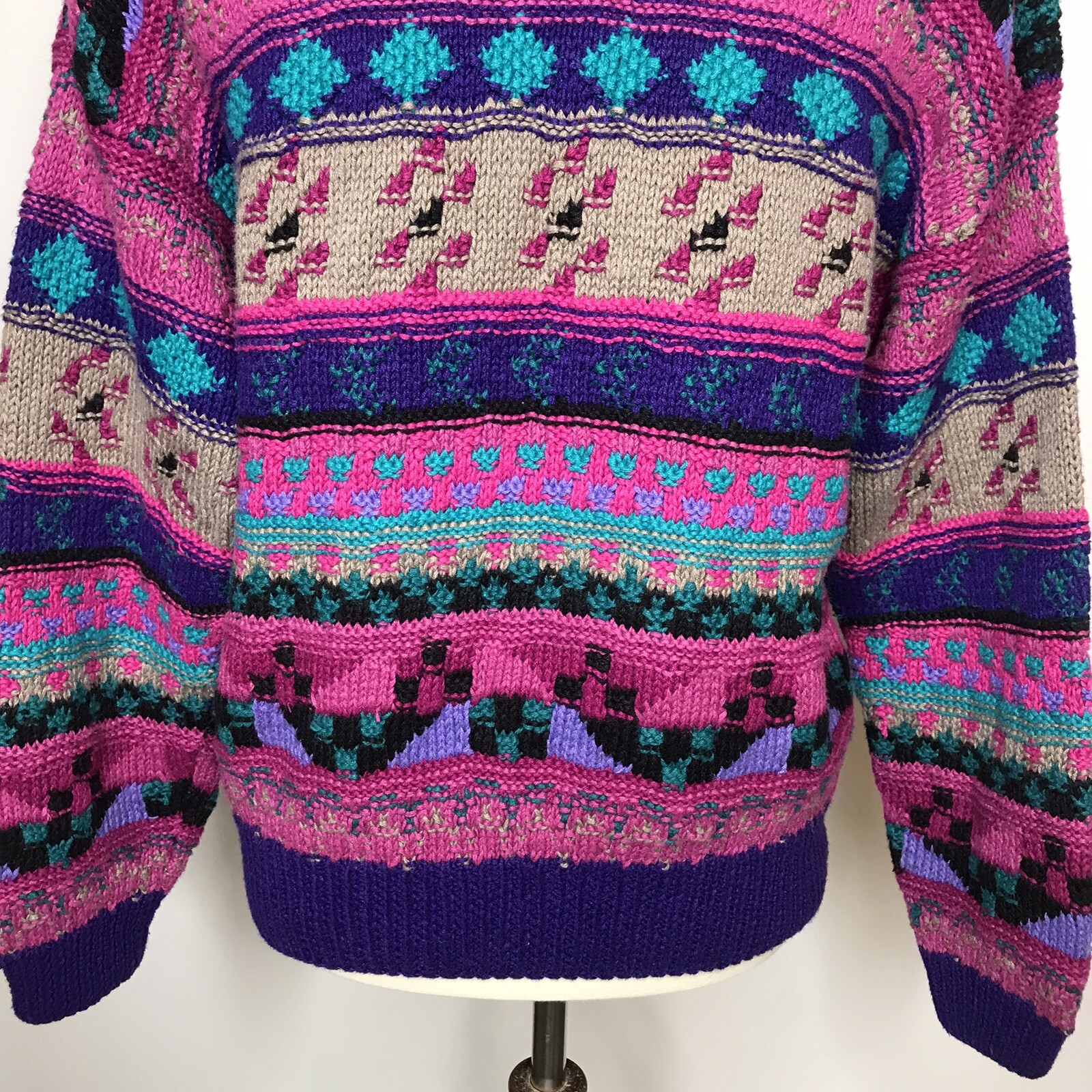 Vintage Robert Scott Ltd. Sweater Multicolor Fairy Kei Kawaii Ramie Cotton L
