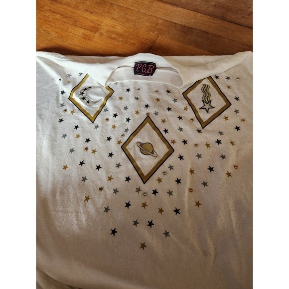 90s White and Gold Celestial Tee