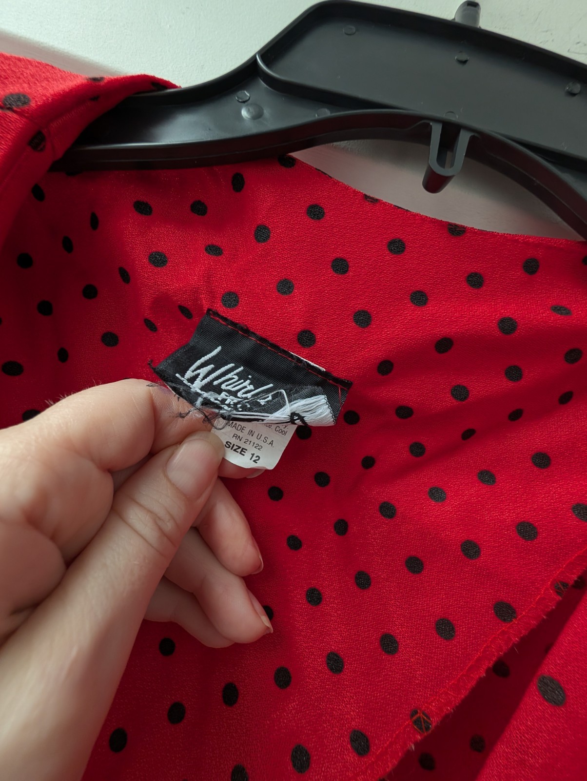 Vintage Whirlaway Frocks Top Red Black Polka Dot Shoulder Pads 12 Medium Large