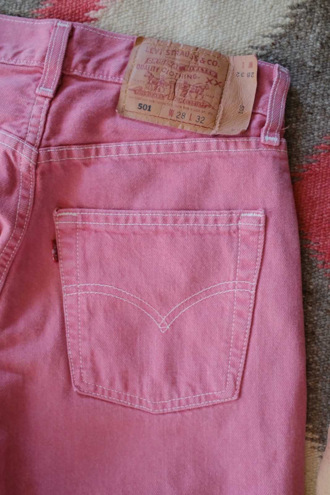 Vintage 80’s/90’s Levi’s 501 Pink 28 X 32 Actual Size Made In USA VGC