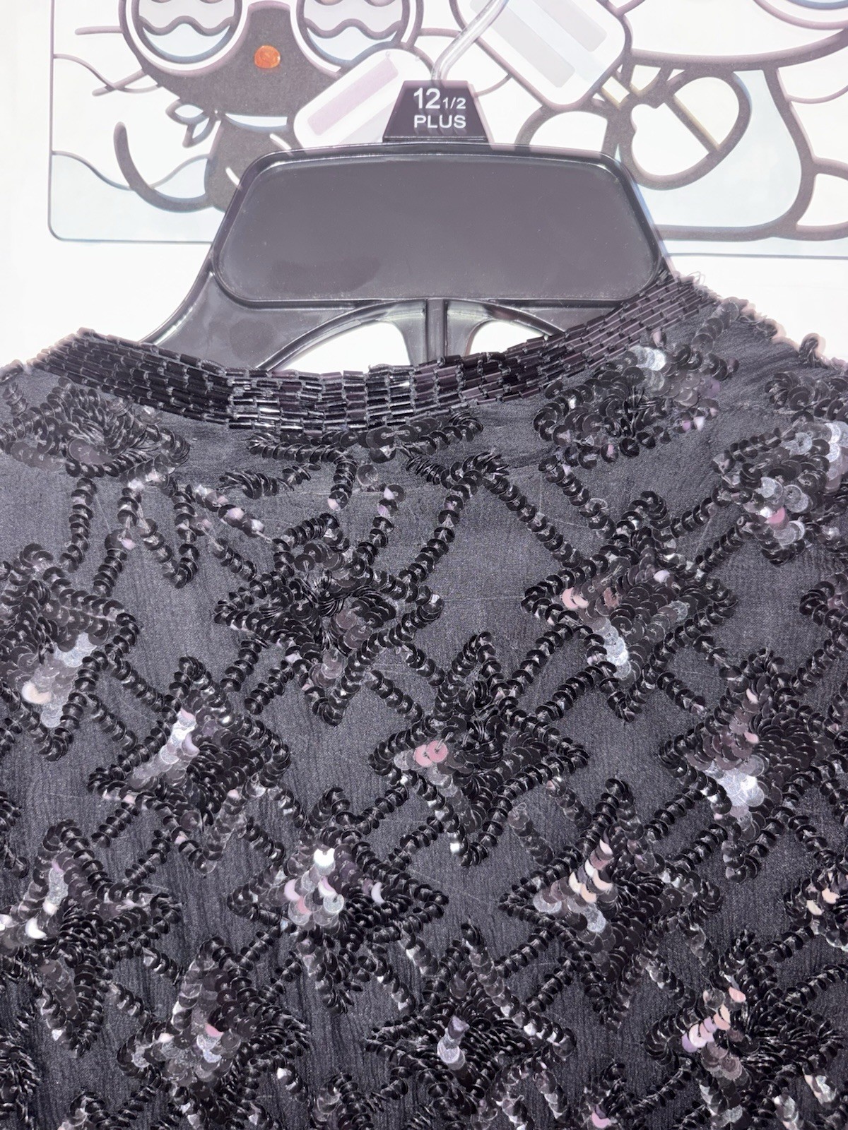 Vintage Mieka Black Sequin cardigan 100% Silk