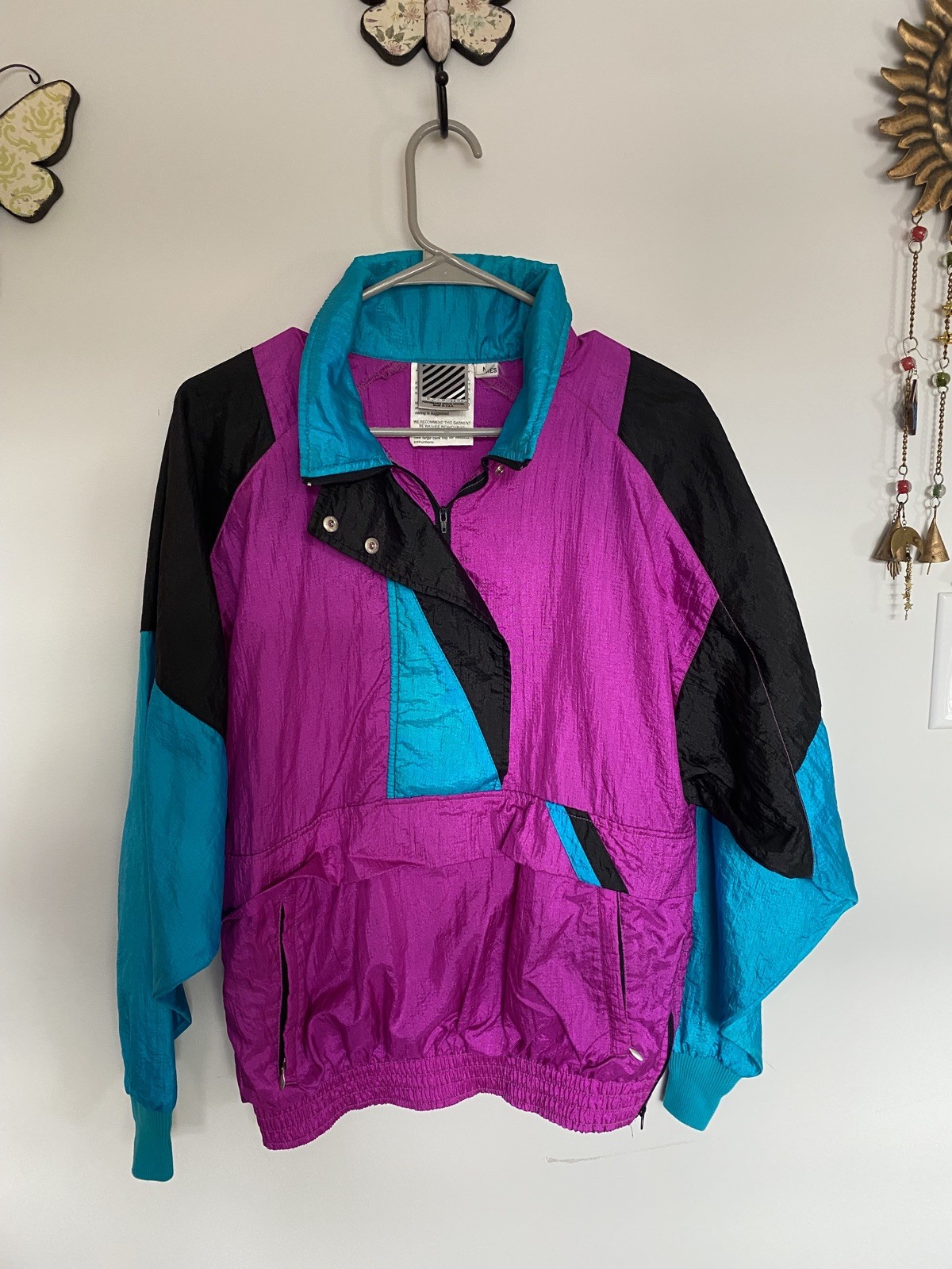 Sunbuster Vintage 80s Blue & Purple Athletic Windbreaker Jacket size M