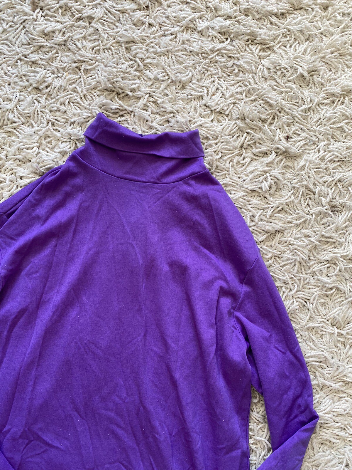 Vintage Blouse Shirt Top Womens Purple Mock Neck Turtleneck Small