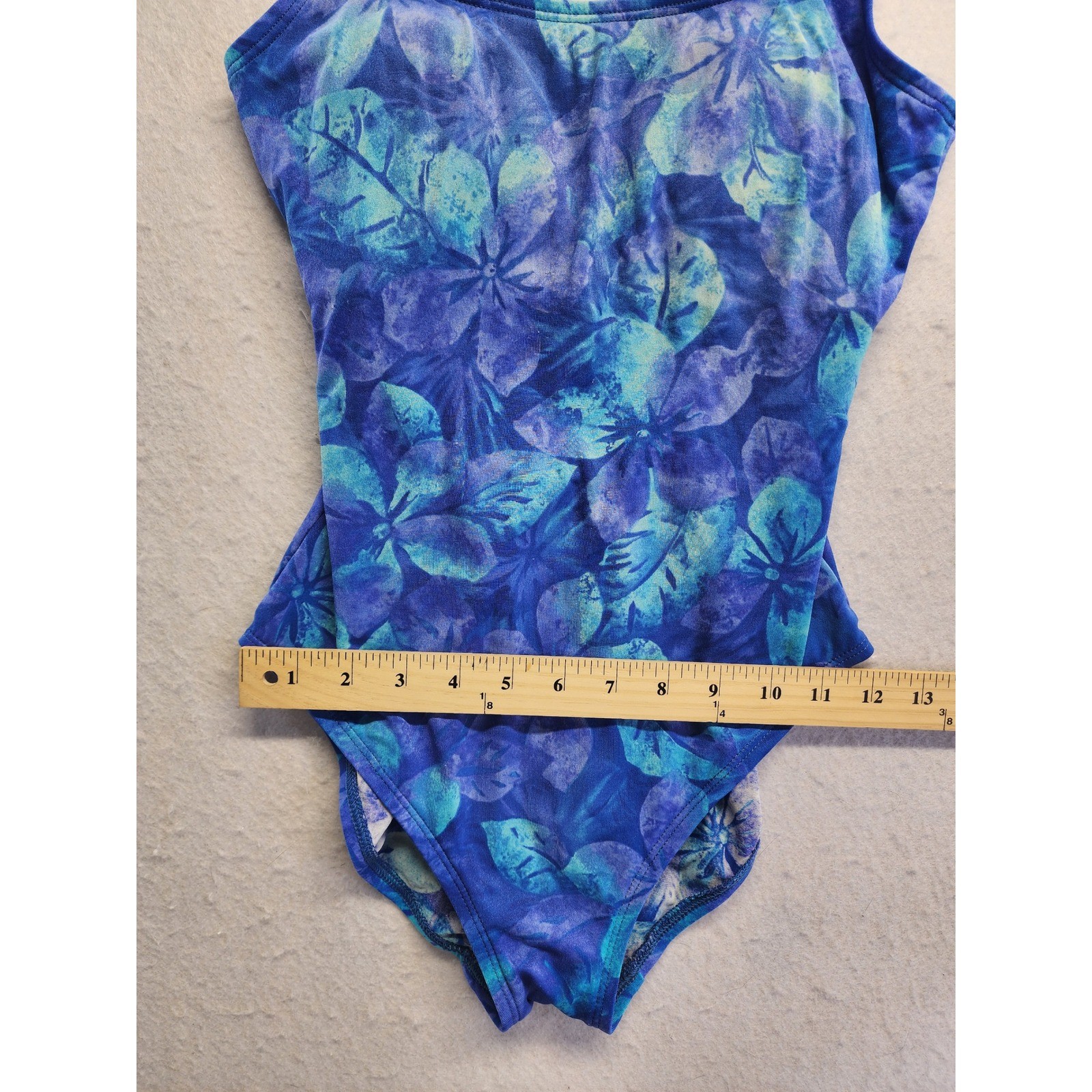 Cole of California Womens Vintage Floral One Piece Swimsuit Blue Purple Size 8