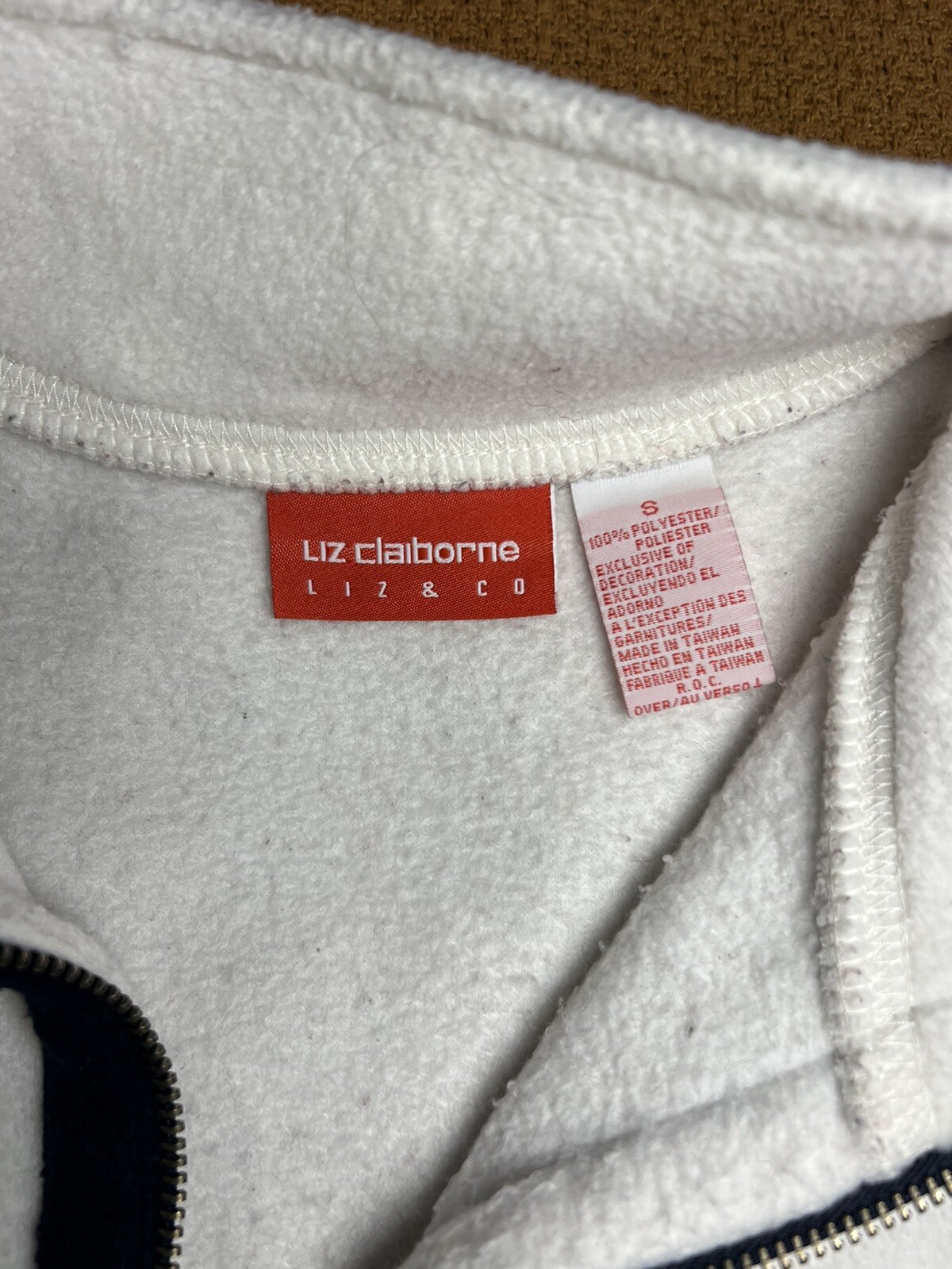 Vintage Y2K Liz Claiborne Fleece USA Flag 1/4 Zip Pullover Womens Small 22×29