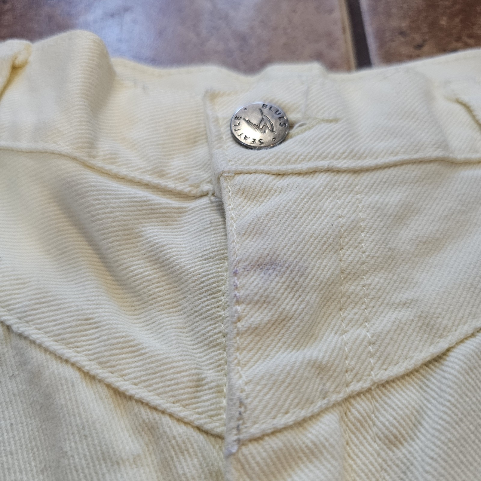 Vintage Seattle Blues Pants Light Yellow Mom High Rise Western Style 80s 90s